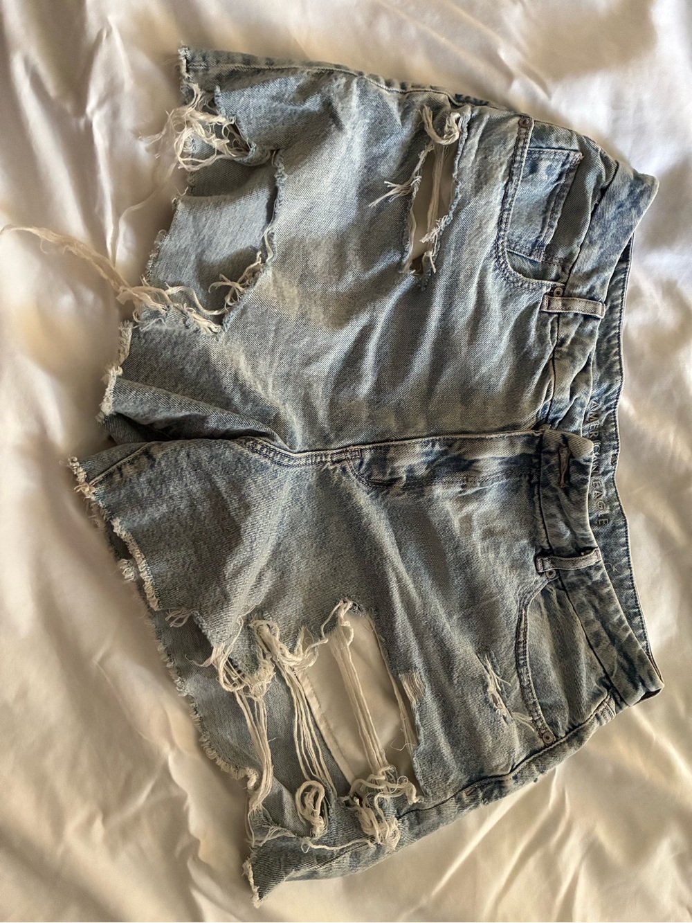 American Eagle Outfitters Light Blue Distressed Denim Shorts
